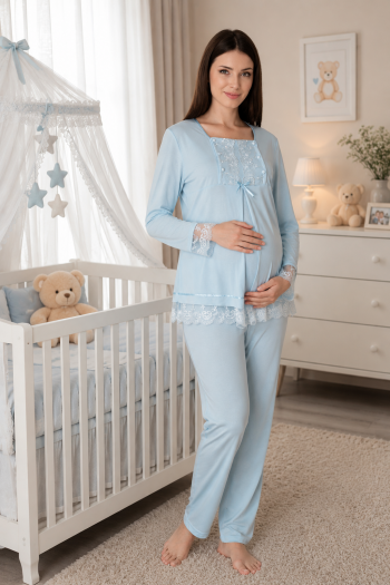 Effortt 3045M Mavi Lohusa Pijama Takımı